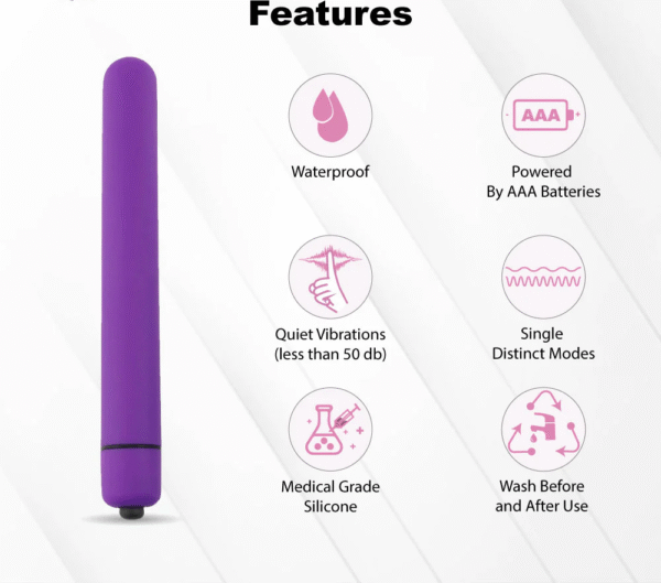 Purple Vibrating Wand Massager Bullet Massager - Image 2