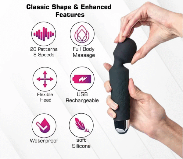 Black Wand Massager and Vibrator For Women - Image 5