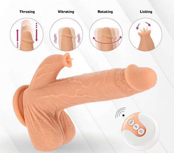Vibrating Suction Dildo With Clit Stimulation With Remote - Image 4