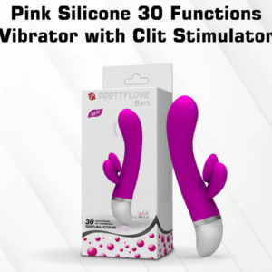 Pink Silicone 30 Functions Vibrator With Clit Stimulator