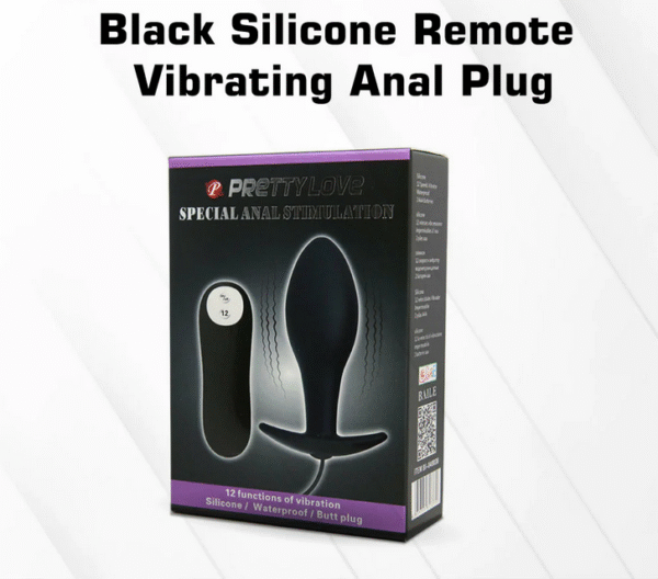 Black Silicone Remote Vibrating Anal Plug