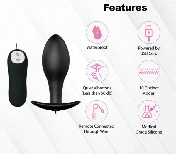 Black Silicone Remote Vibrating Anal Plug - Image 4