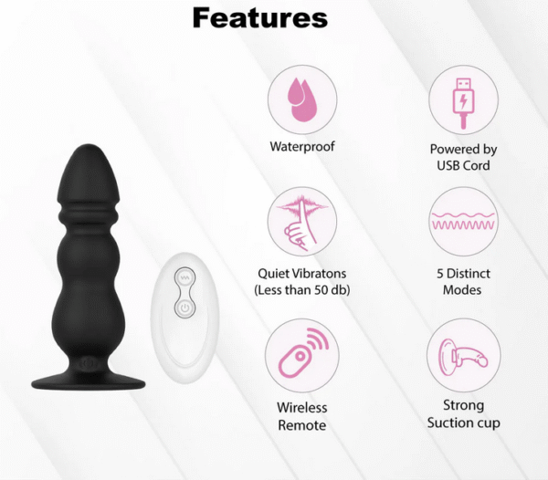 Vibrating Anal Plug With Remote - Image 3