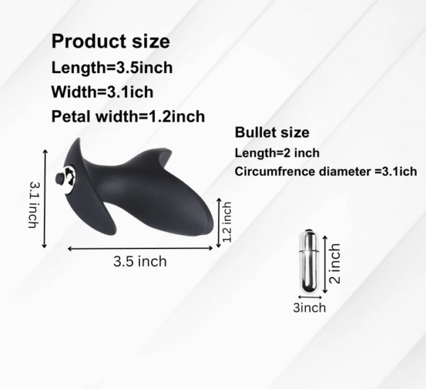 Black Silicone 2 Leaves Vibrating Anal Plug - Image 3