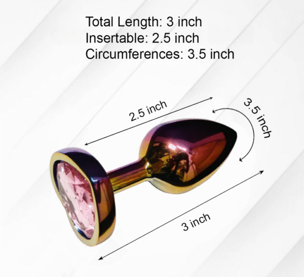 Stainless Steel Small Jewel Heart-Shaped Butt Plug - Image 4