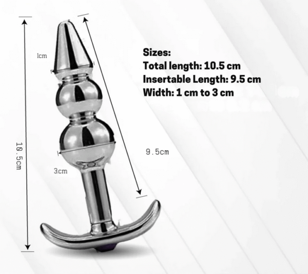 Stainless Steel 3 Bead Anal Plug - Image 3