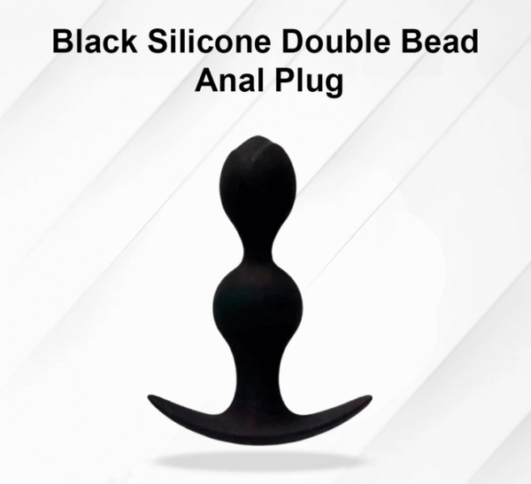 Black Silicone Double Bead Anal Plug