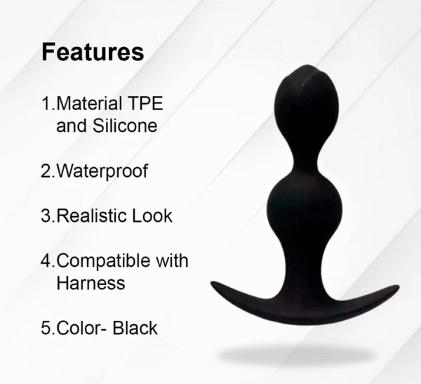 Black Silicone Double Bead Anal Plug - Image 3