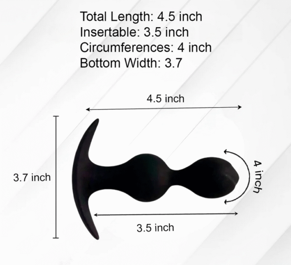Black Silicone Double Bead Anal Plug - Image 4