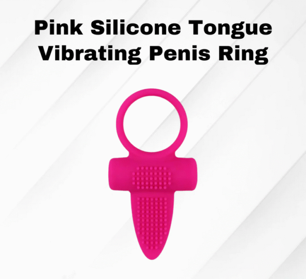 Pink Silicone Tongue Vibrating Penis Ring