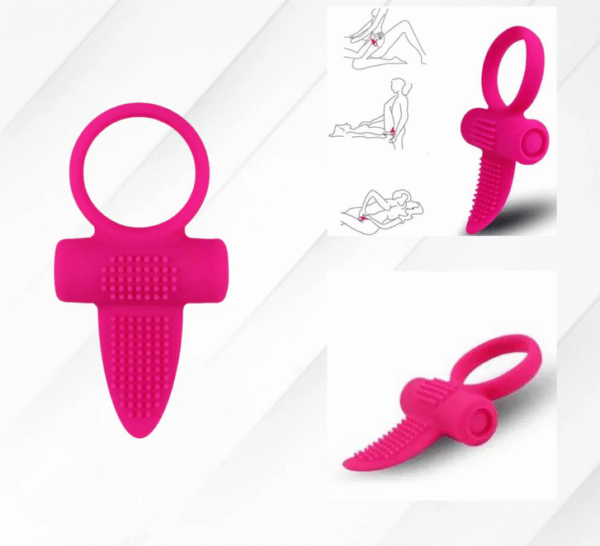 Pink Silicone Tongue Vibrating Penis Ring - Image 4