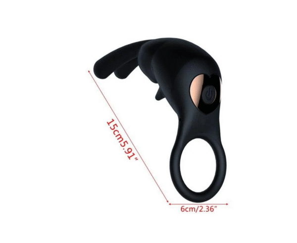 Black 10 Function Rabbit Vibrating Penis Ring - Image 3